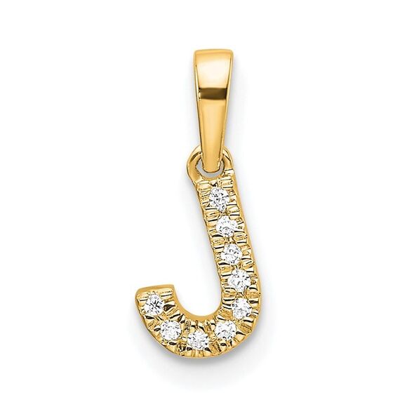 Kazi Luxury 14k Yellow Gold Diamond Letter J Initial with Bail Pendant